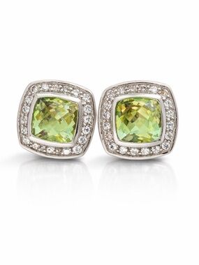 David Yurman Albion Stud Earrings - Prasiolite and pave diamonds